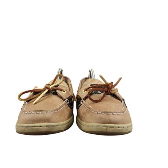 Sperry Shoes Womens 9 Slip On Boat Loafer Leather Leopard Top Sider Preppy Brown - Picture 2 of 13